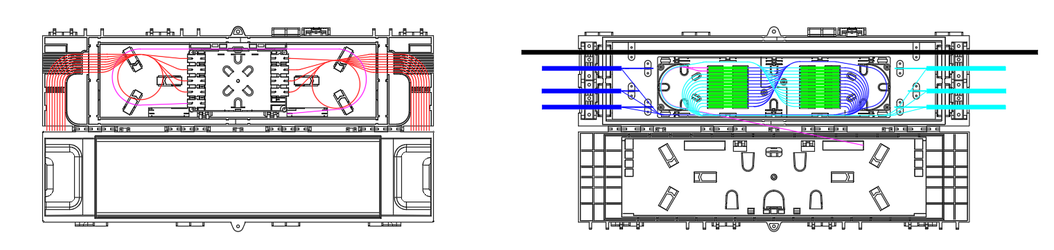 4 in 4 out 16 core Horizontal fiber optic joint splice closure with 16 ports In-line splice enclosure
