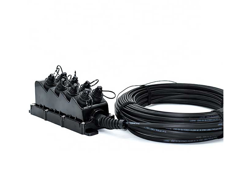 8 Port Multiport Service Terminal with Pre Terminated 8 Fiber Feeder Cable, Locatable or Dielectric, 50 to 2000 Feet Available