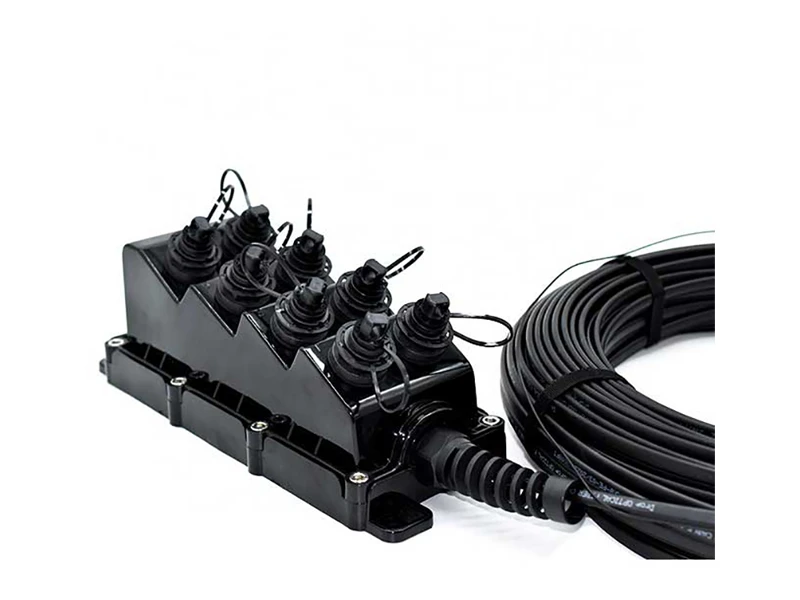 8 Port Multiport Service Terminal with Pre Terminated 8 Fiber Feeder Cable, Locatable or Dielectric, 50 to 2000 Feet Available