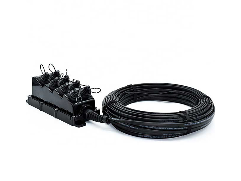 8 Port Multiport Service Terminal with Pre Terminated 8 Fiber Feeder Cable, Locatable or Dielectric, 50 to 2000 Feet Available