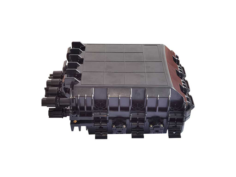 2 inlet,2 outlet + 8 fast Connector Exit Ports, 36F, 1:8 Splitter Holder, In-line, Horizontal Optic Joints Enclosure