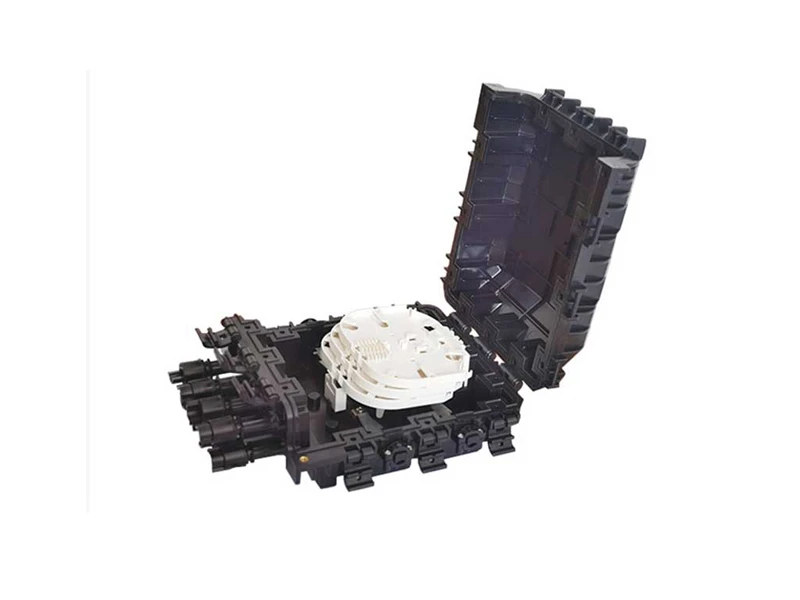 2 inlet,2 outlet + 8 fast Connector Exit Ports, 36F, 1:8 Splitter Holder, In-line, Horizontal Optic Joints Enclosure