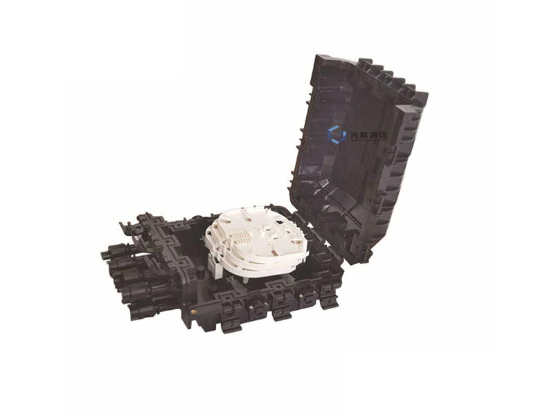 2 inlet,2 outlet + 8 fast Connector Exit Ports, 36F, 1:8 Splitter Holder, In-line, Horizontal Optic Joints Enclosure