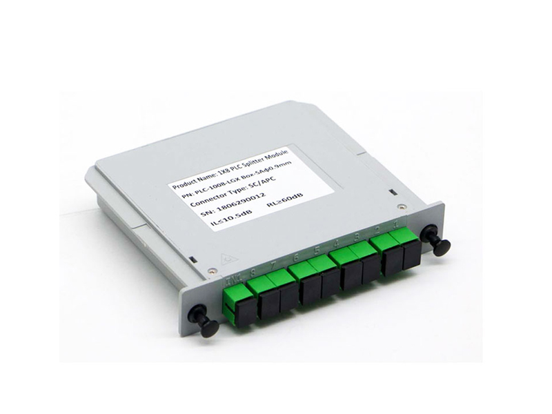 1x8 PLC Fiber Optic Splitter, SC/APC & SC/UPC Single Mode, LGX Cassette Module - Factory Price