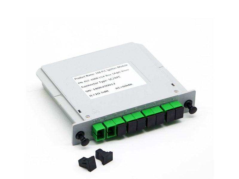 1x8 PLC Fiber Optic Splitter, SC/APC & SC/UPC Single Mode, LGX Cassette Module - Factory Price