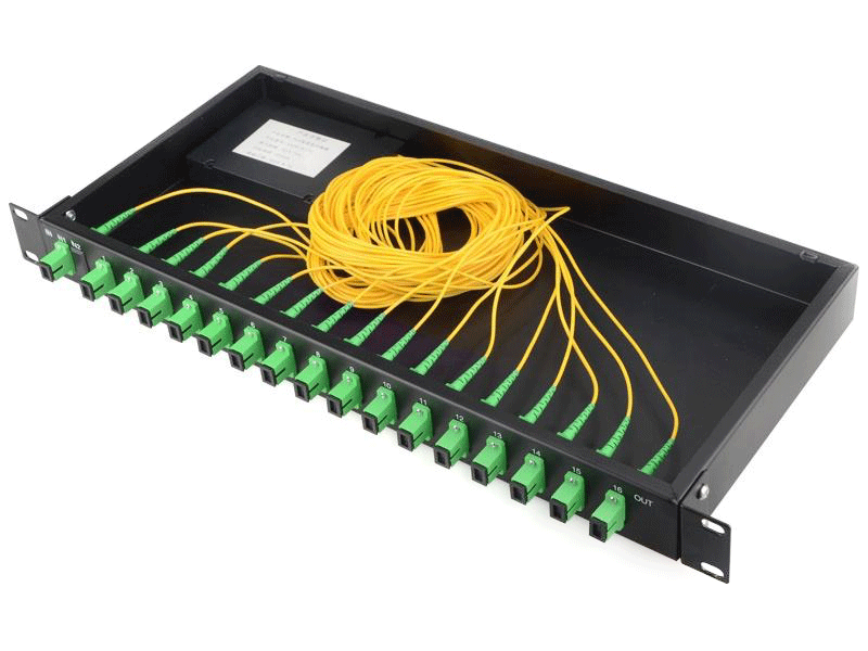 19 Inch PLC Fiber Optic Splitter 1:16 1U Height RACK Type SC/APC Connector Optical Distribution Frame Terminal Box Patch Panel