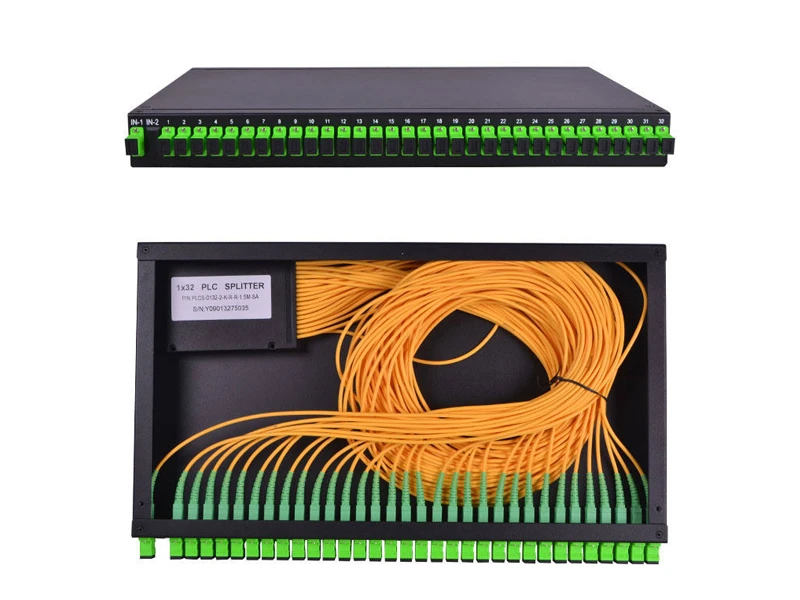 19 Inch PLC Fiber Optic Splitter 1:32 1U Height RACK Type SC/APC Connector Optical Distribution Frame Terminal Box Patch Panel