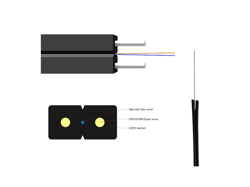 Indoor 1 cores GJXH 2B6 Fiber Optic Cable FTTH Flat Drop Cable