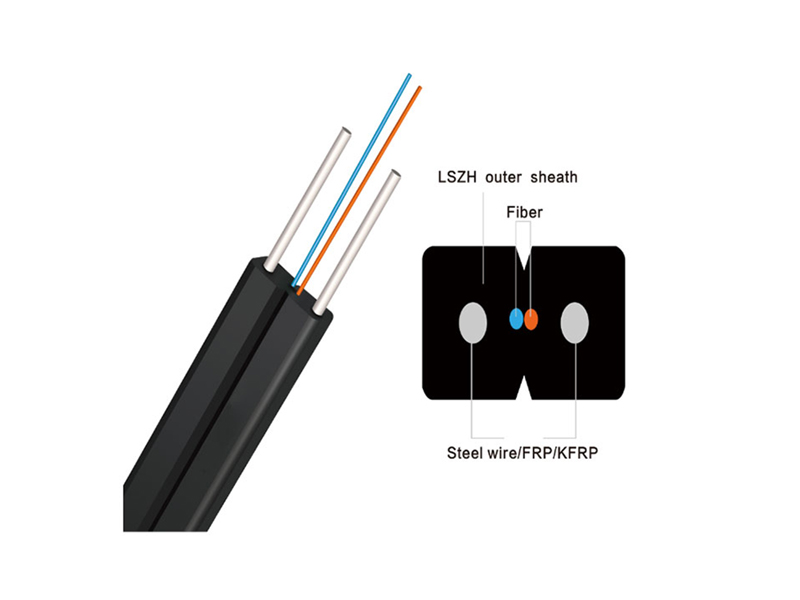 Indoor 2 cores GJXH 2B6 Fiber Optic Cable FTTH Flat Drop Cable