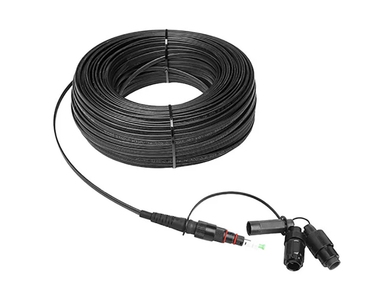 3 in 1 Type Compatible OPTI/FAST/SLM SC/APC 5&times;2 mm, 1 fibra (G657A2),  Hard IP68 Outdoor SC APC Waterproof Cable drop preconectorizado