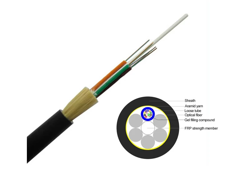 Telecom Grade ADSS Cable 12 Core UV Resistant Outdoor Aerial Fiber Optic Cable 100m Span Single-Mode G652D