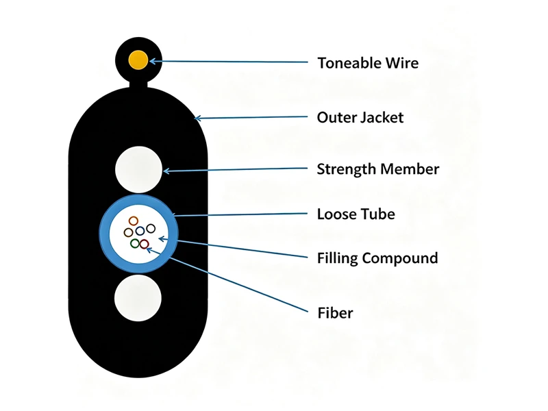 Toneable Gel-Filled Direct Bury FTTP FTTH Flat Drop Cable