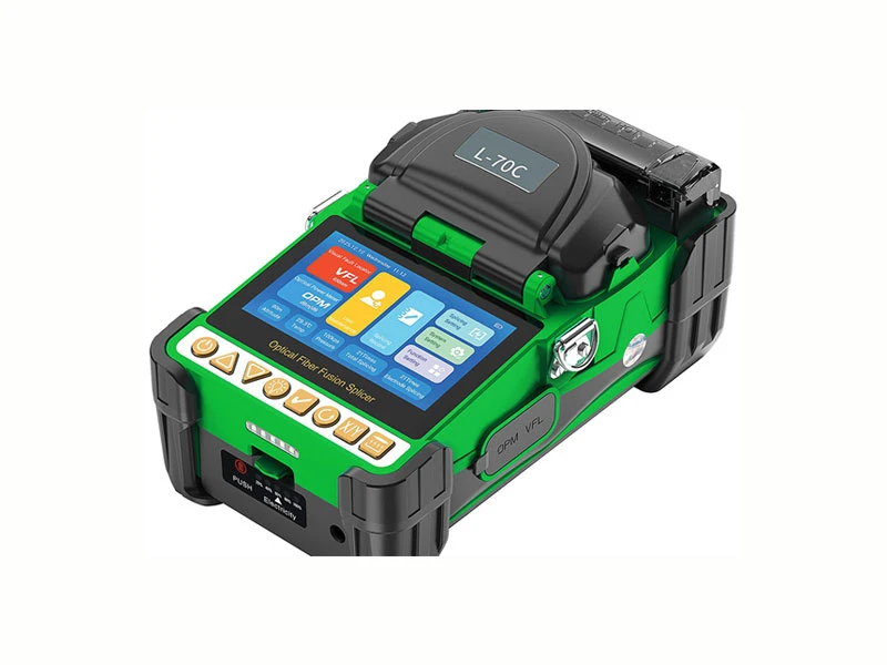 L-70C Mini Fiber Optic Splicing Machine Six Motor Core Alignment Fusion Splicer 4.3 Inch HD Touch Screen Built-in OPM VFL 3 In 1 Fixture 10 Languages 5000mAh Battery