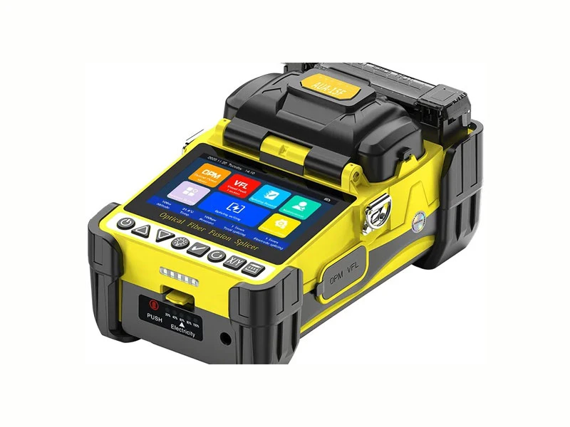 AUA-15F Mini Fiber Fusion Splicer 6 Core Alignment Motors Touch Screen OPM VFL 10 Languages 5000mAh for FTTH Network