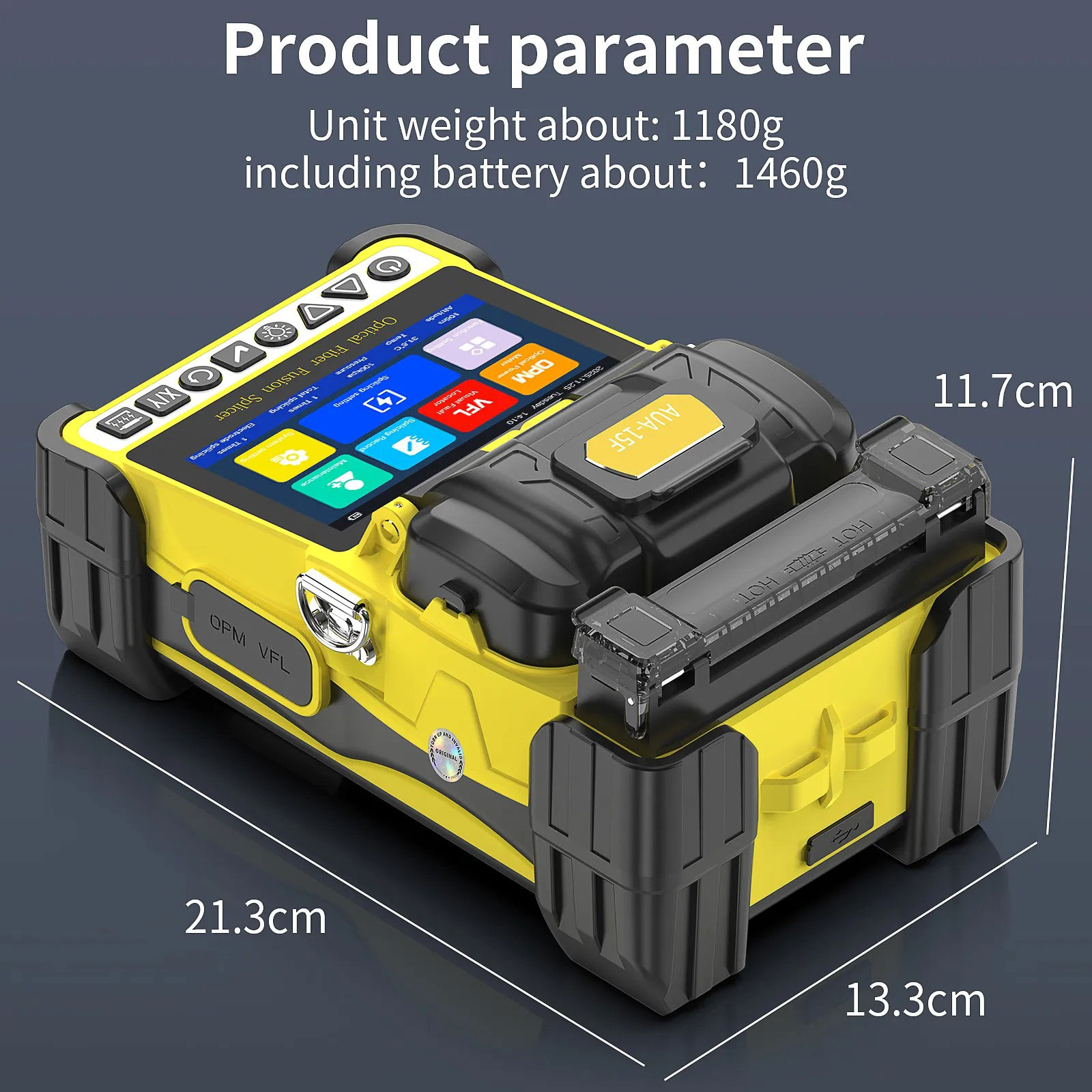 AUA-15F Mini Fiber Fusion Splicer 6 Core Alignment Motors Touch Screen OPM VFL 10 Languages 5000mAh for FTTH Network