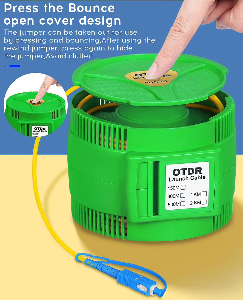 OTDR Launch Box Cable 150~2000M Multimode Tester Cable Reel Dead Zone Eliminator Compatible WiFi 4G for SC LC ST FC