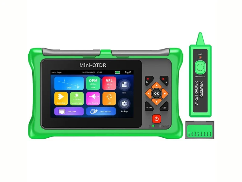 KP900 100KM All-in-One Handheld OTDR Fiber Tester UPC/APC Port Optical Time Domain Reflectometer for FTTH Broadband Cable Fault Loss Testing Telecom Engineering Equipment