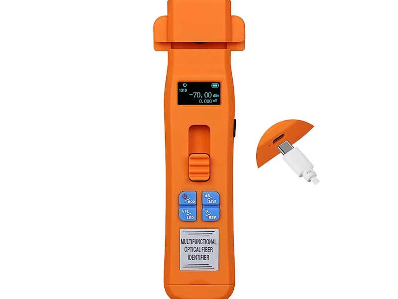 MINI Charging Type Live Detector Identifier OFI+OPM+30mw VFL+LED 4in1 Fiber Tester SM MM orange Optic Fiber Identifier