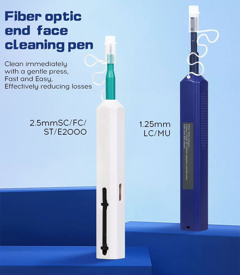 LC/SC/FC/ST One-Click Cleaner Tool 1.25mm and 2.5mm Fiber Optic Cleaning Pen 800+ Cleans Fiber Optic Cleaner