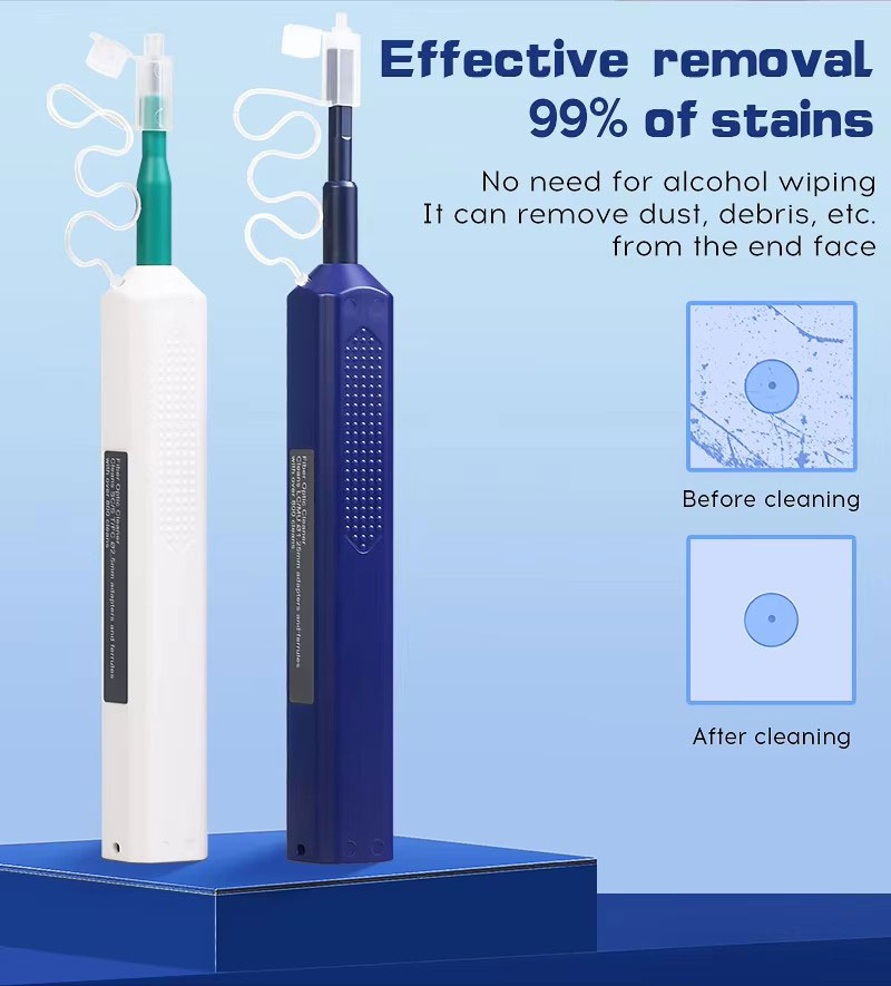 LC/SC/FC/ST One-Click Cleaner Tool 1.25mm and 2.5mm Fiber Optic Cleaning Pen 800+ Cleans Fiber Optic Cleaner