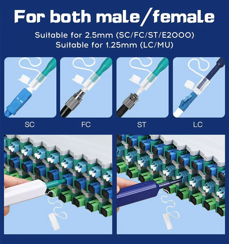 LC/SC/FC/ST One-Click Cleaner Tool 1.25mm and 2.5mm Fiber Optic Cleaning Pen 800+ Cleans Fiber Optic Cleaner